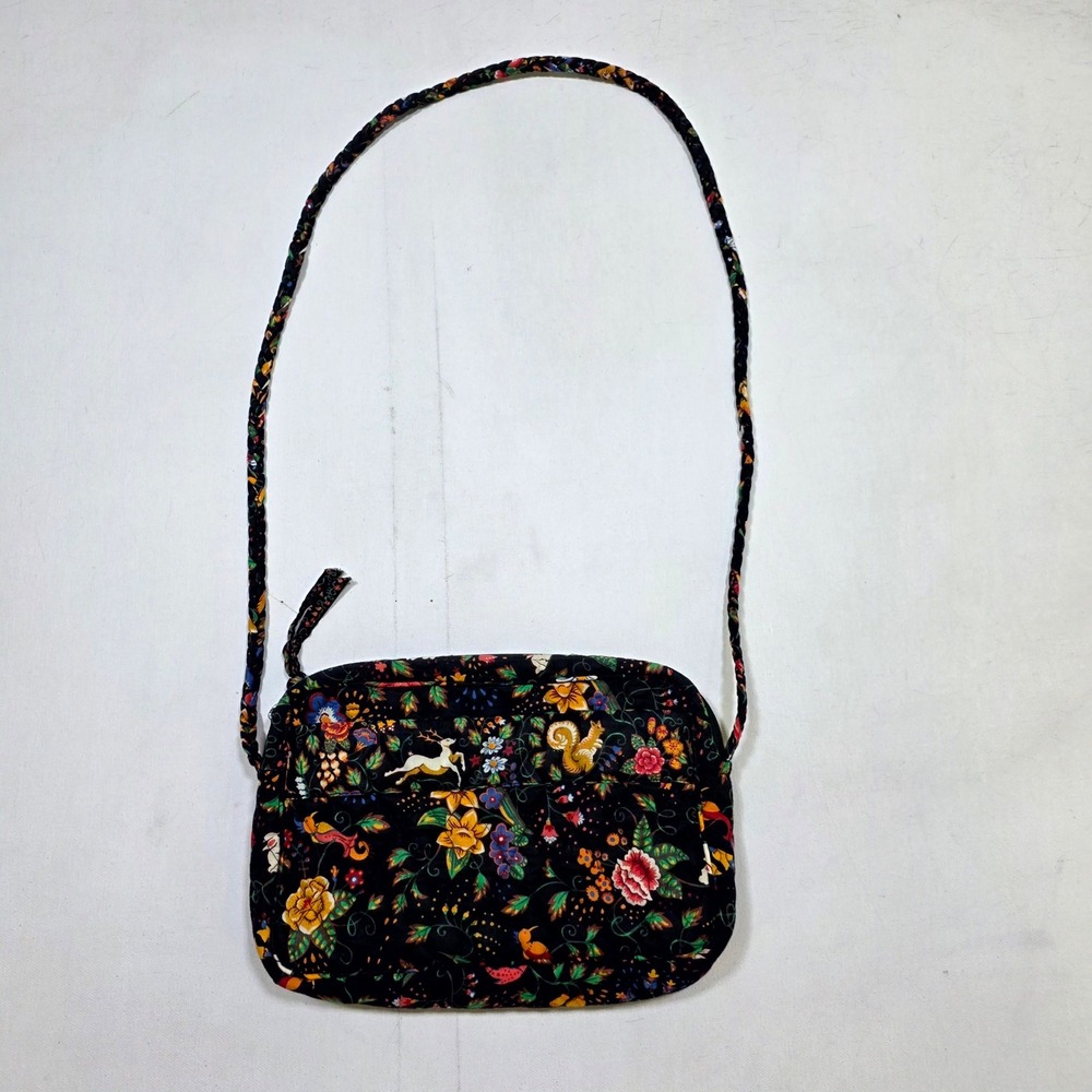 Tavern On The Green Vera Bradley Crossbody Bag Small Black Woodland Floral Print